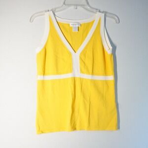 Norton & Co Yellow Knit Tank Top White Trim Sleeveless Casual Women's S Coastal‎